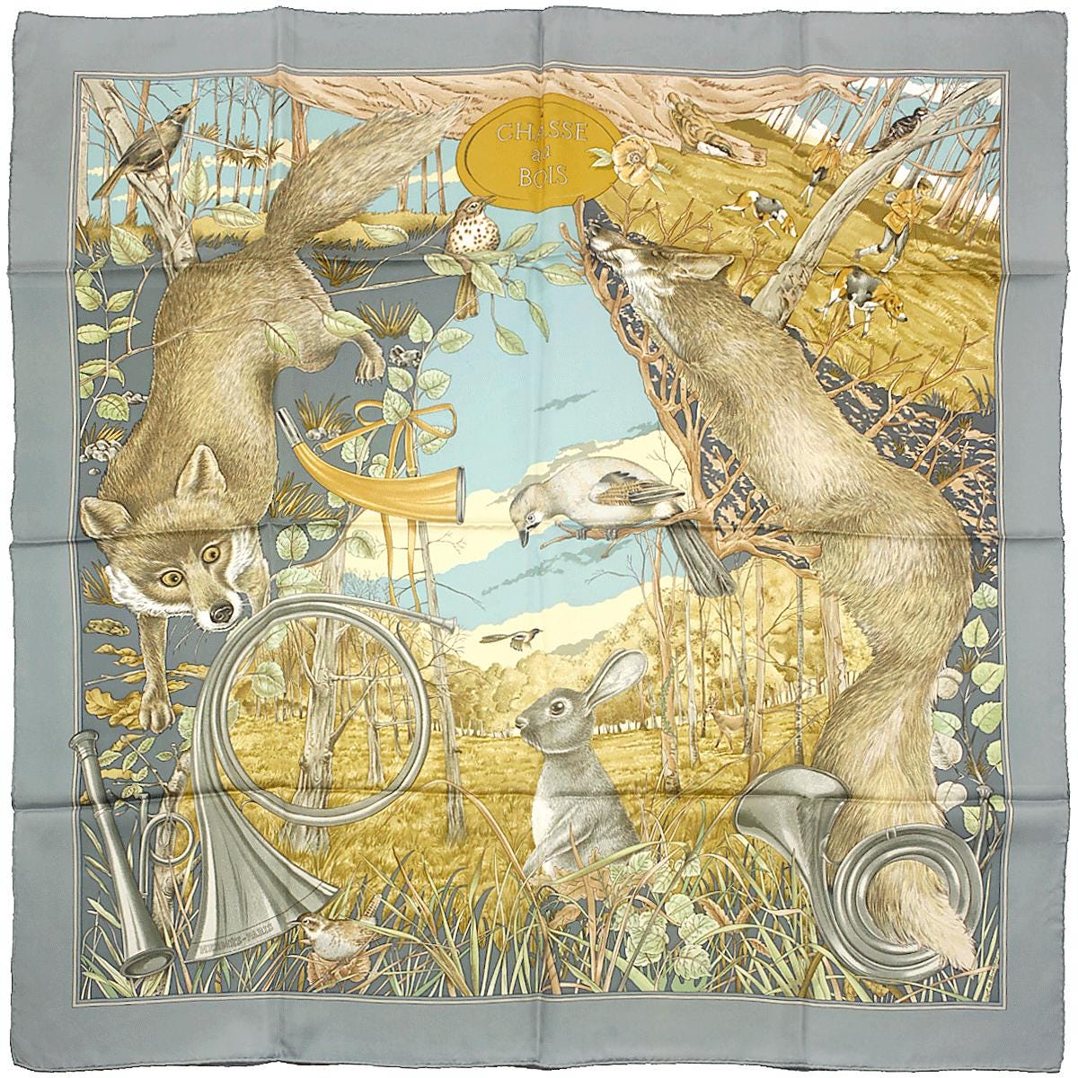 Hermes Scarf "Chasse au Bois" by Carl De Parcevaux 90cm Silk | Carre Foulard