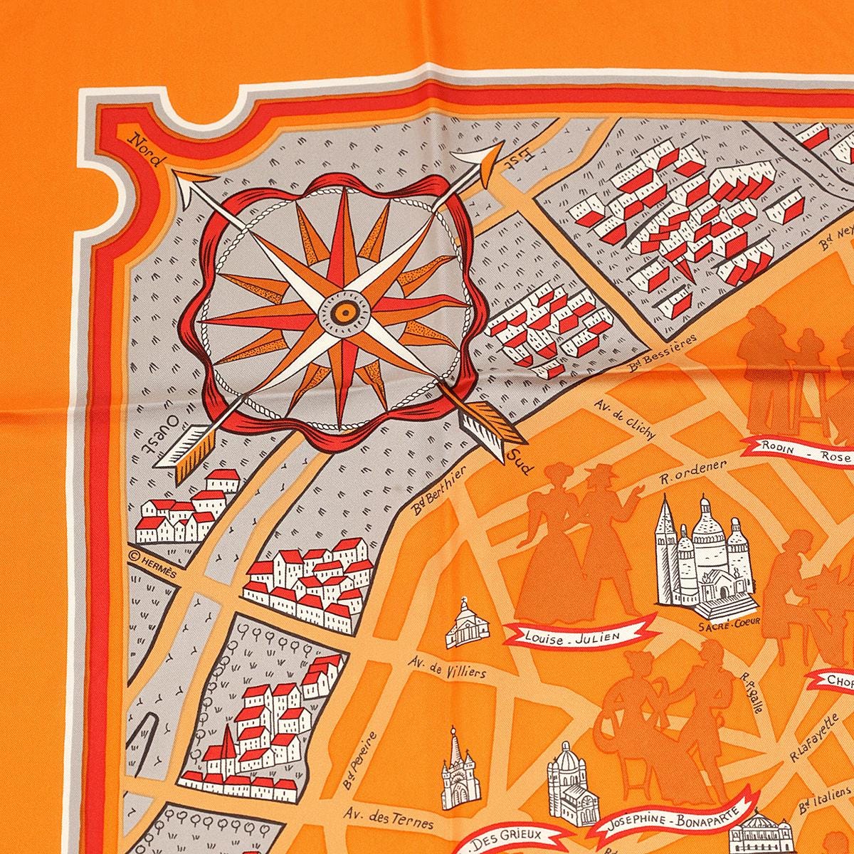 Hermes Scarf "Les Amoureux de Paris" by Maurice Tranchant 90cm Silk | Foulard Carre