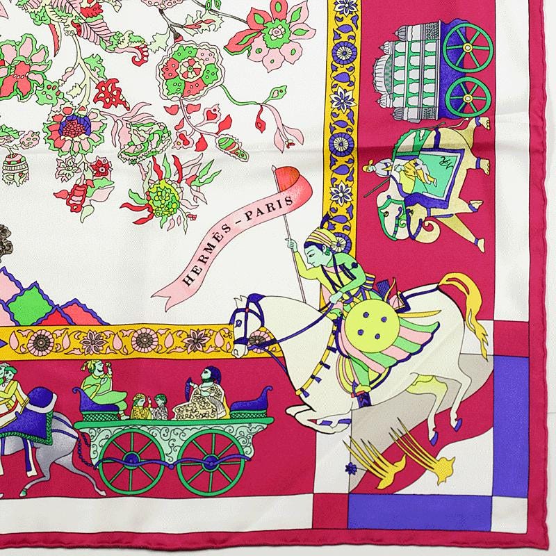 Hermes Scarf "Fantaisies Indiennes" by Loïc Dubigeon 90cm Silk