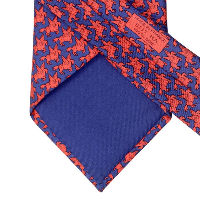 Hermes Men's Silk Tie Whimsical Pegasus Pattern 5117 | Necktie Cravate