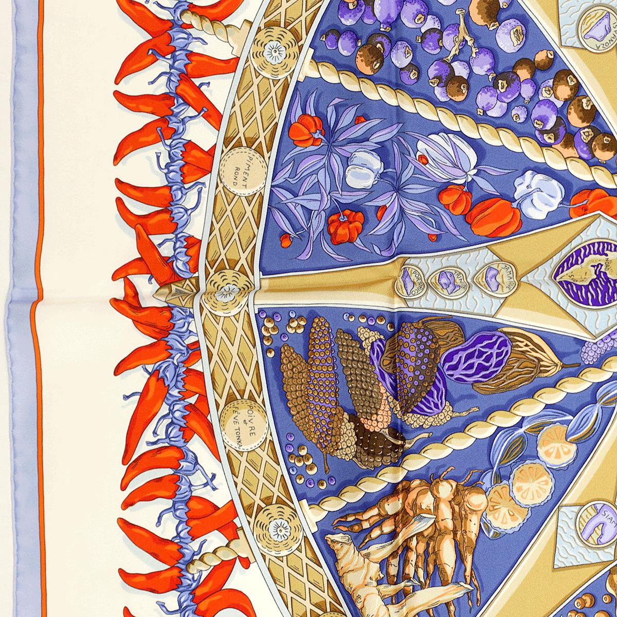 Hermes Scarf "Aux Pays de Epices" by Annie Faivre 90cm Silk | Carre Foulard