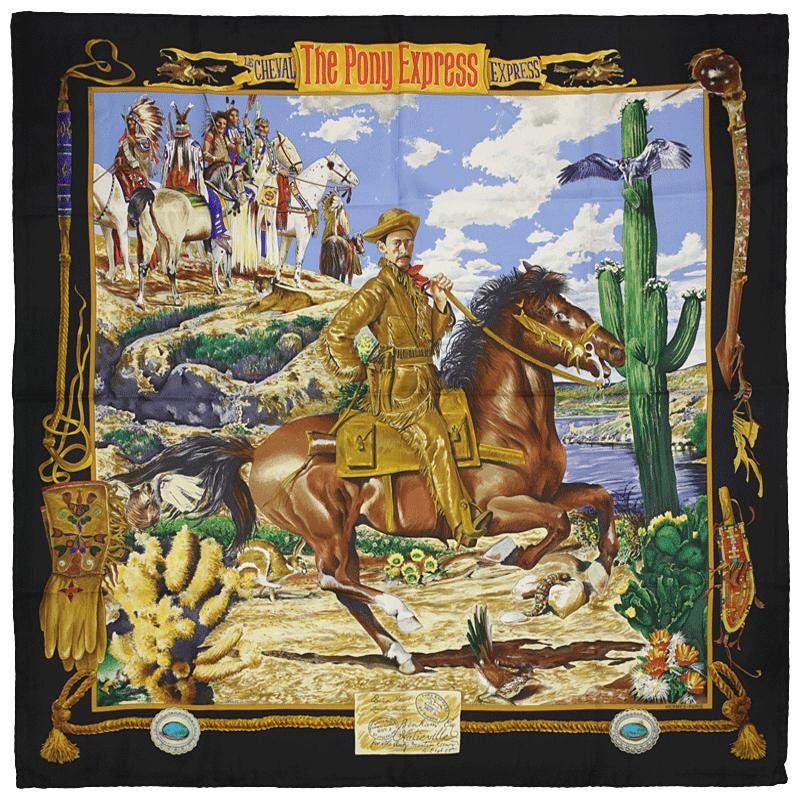 Hermes Scarf "Pony Express" by Kermit Oliver 90cm Silk | Carre Foulard