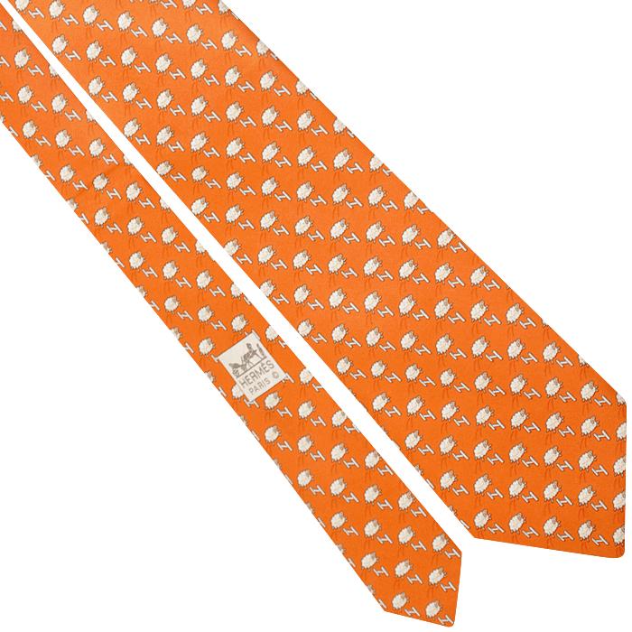 Hermes Men's Silk Tie Whimsical Sheep Jumping H Pattern 5273 | Necktie Cravate