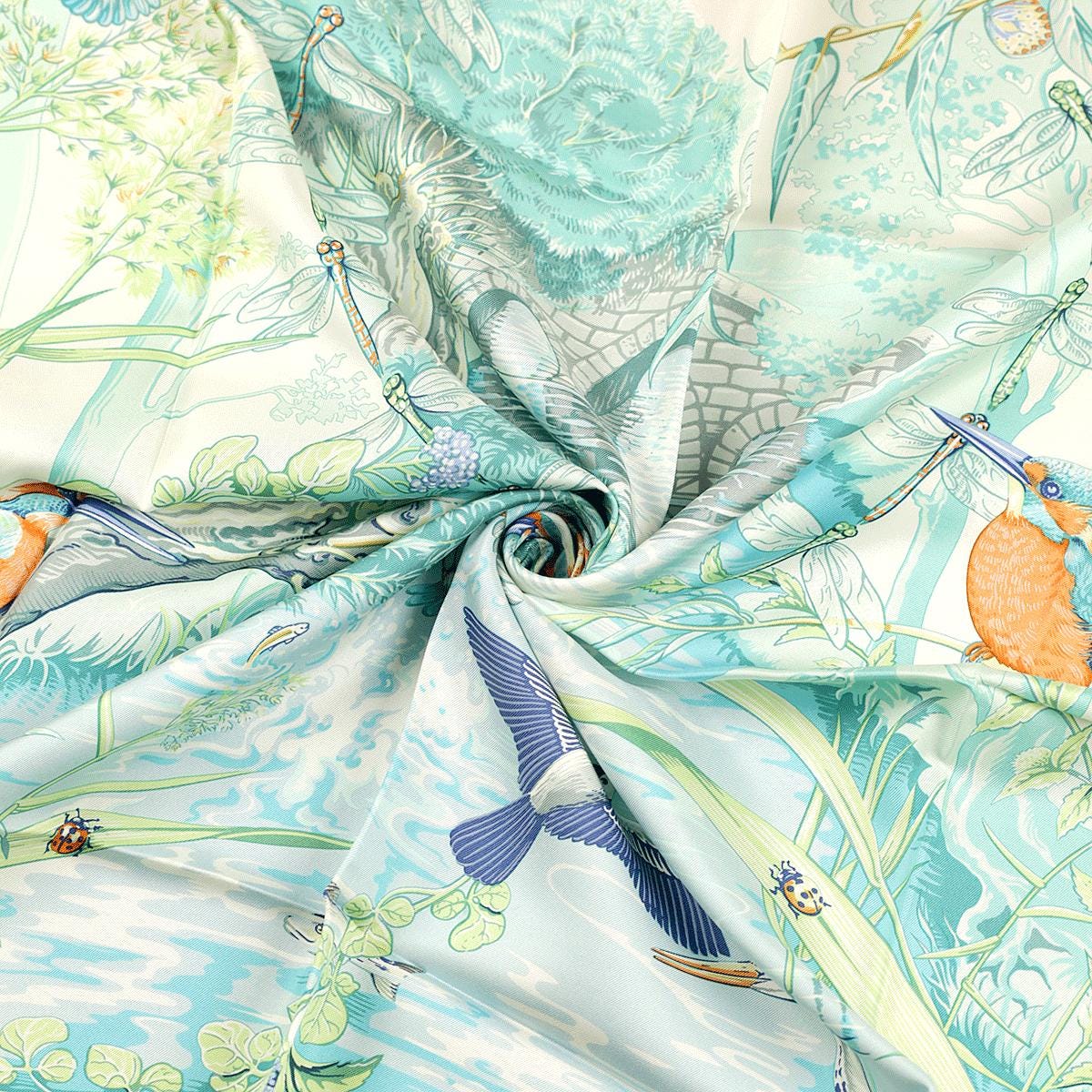 Hermes Scarf "Emerald Necklace Party in the Park" by Laurence Bourthoumieux Vintage 90cm Silk | Carre Foulard Limited Edition