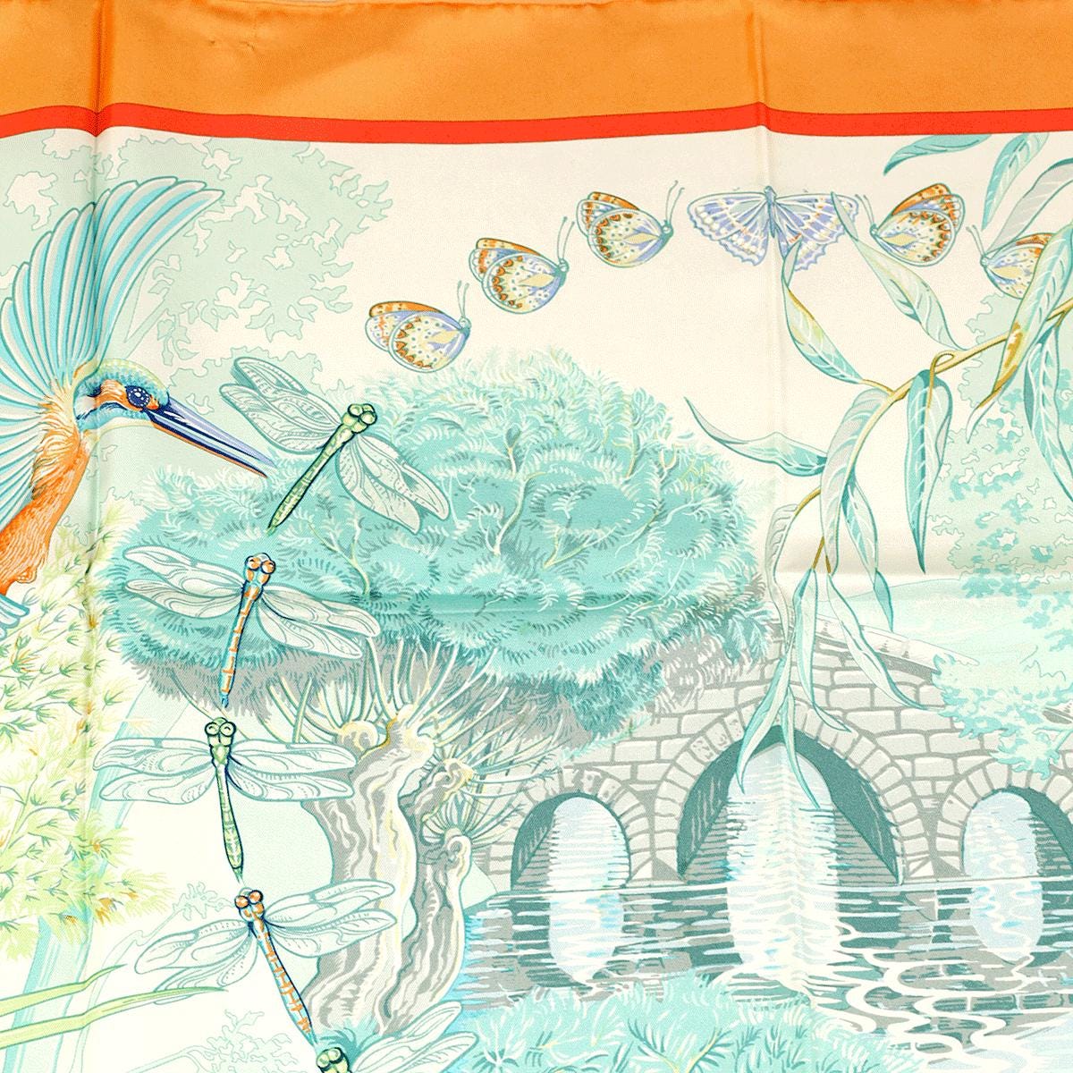 Hermes Scarf "Emerald Necklace Party in the Park" by Laurence Bourthoumieux Vintage 90cm Silk | Carre Foulard Limited Edition