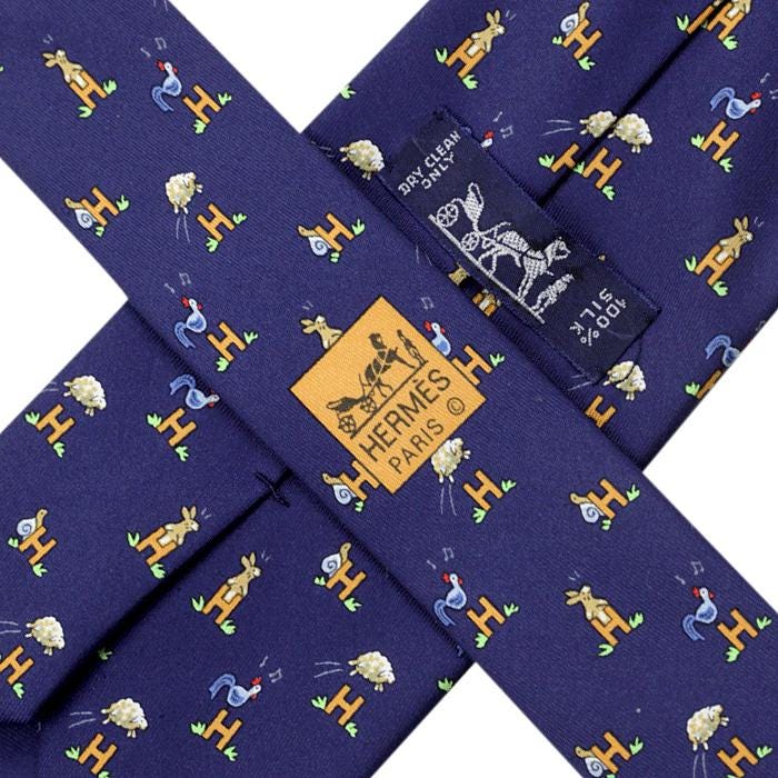 Hermes Men's Silk Tie Whimsical Animals Pattern 5029 | Necktie Cravate