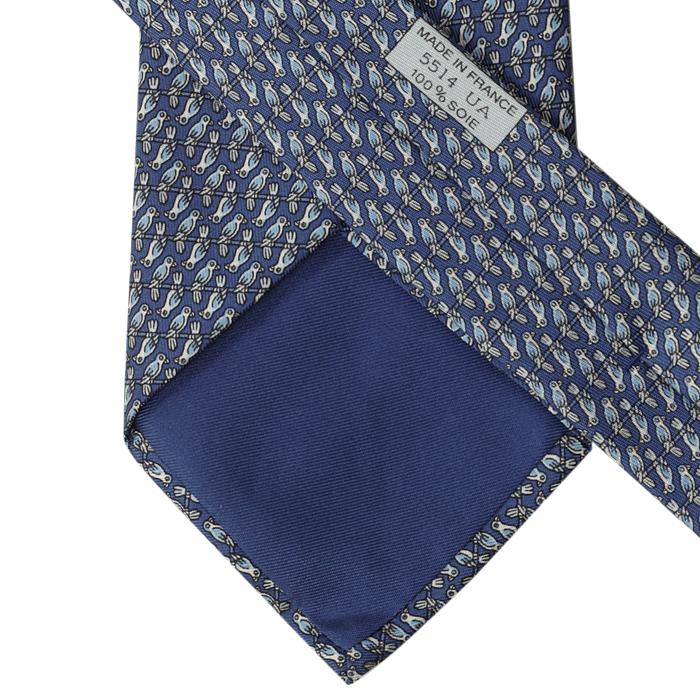 Hermes Men's Silk Tie Bird on a Wire Pattern 5514 | Necktie Cravate