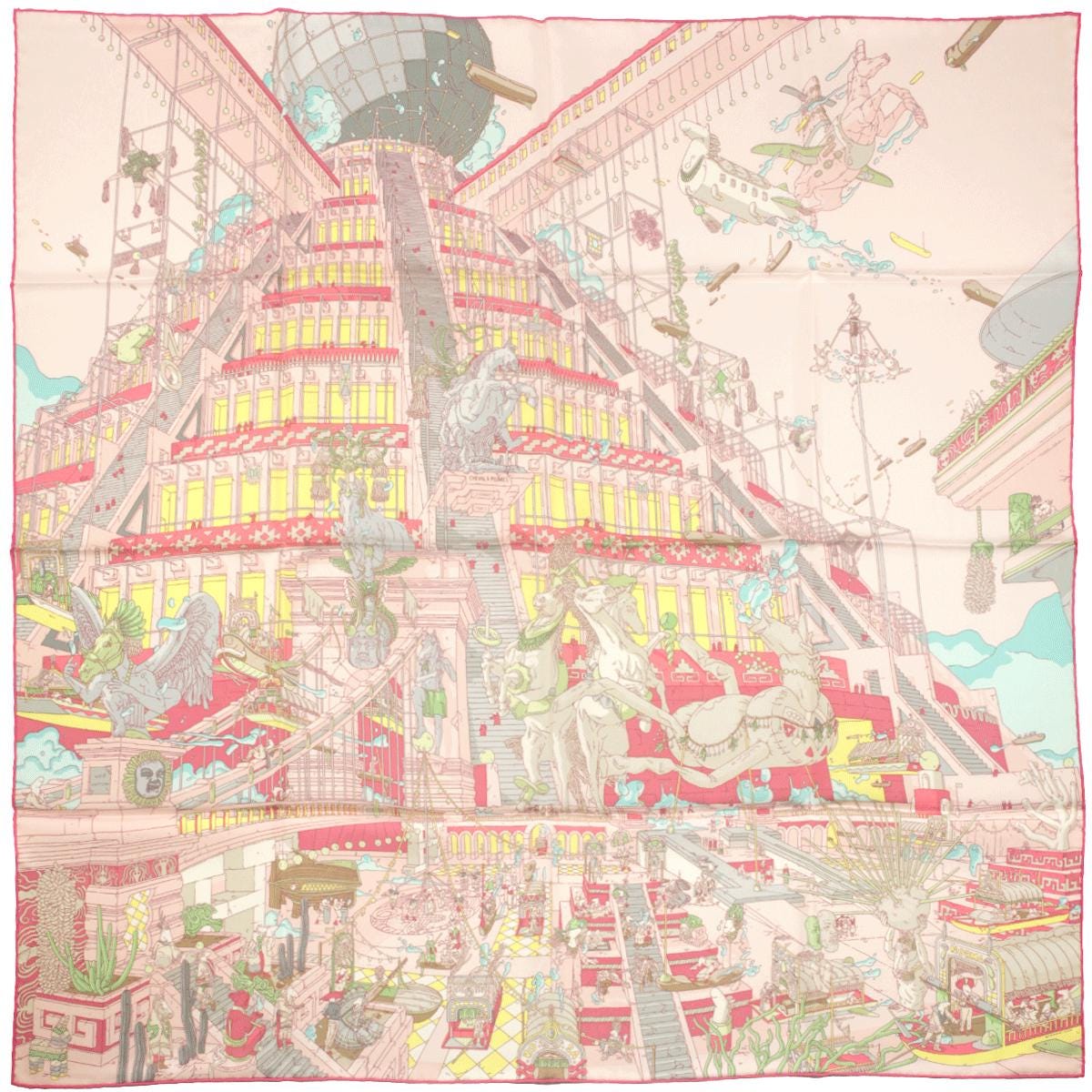 Hermes Scarf "Legende du Cheval a Plumes" by Ugo Gattoni 90cm Silk