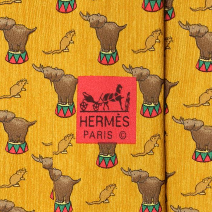 Hermes Men's Silk Tie Whimsical Circus Elephants Pattern 7681 | Necktie Cravate