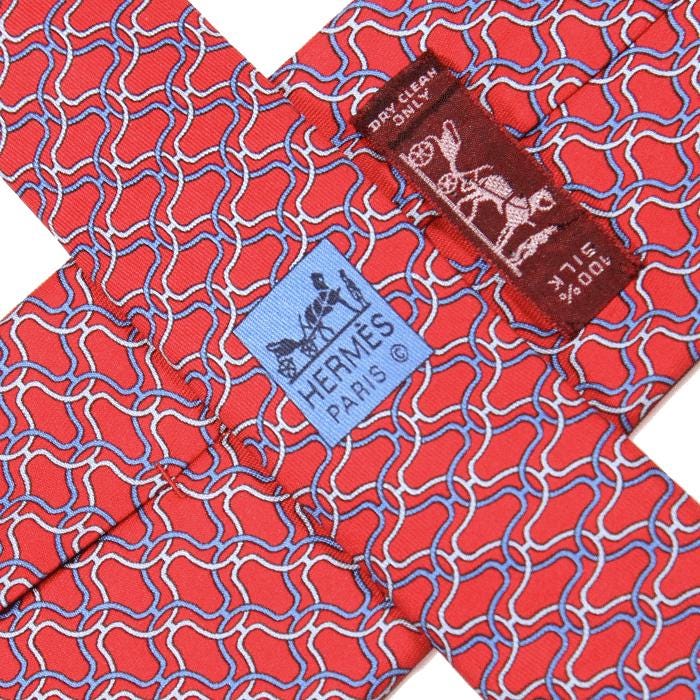Hermes Men's Silk Tie Geometric H Helix Pattern 5062 | Necktie Cravate