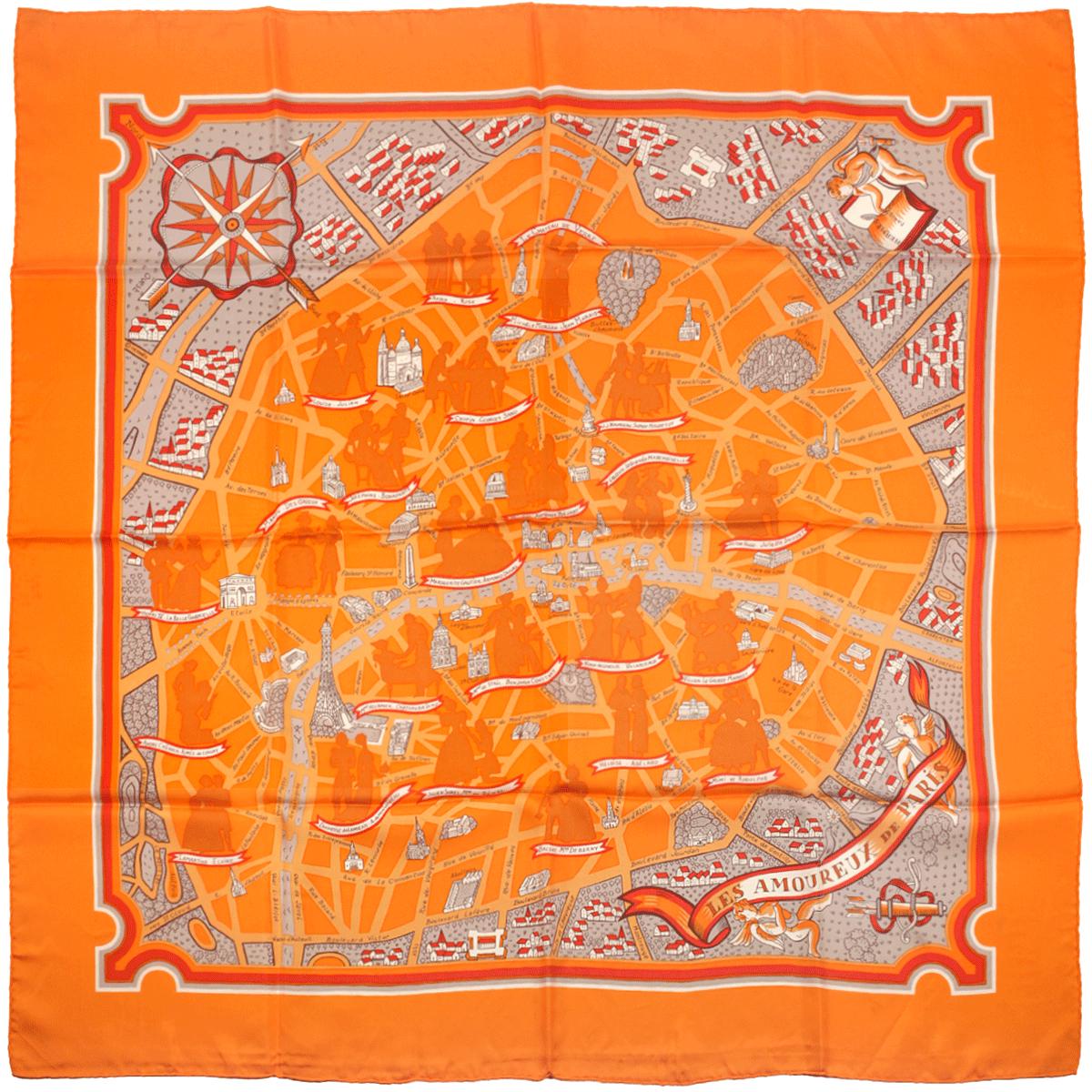 Hermes Scarf "Les Amoureux de Paris" by Maurice Tranchant 90cm Silk | Foulard Carre