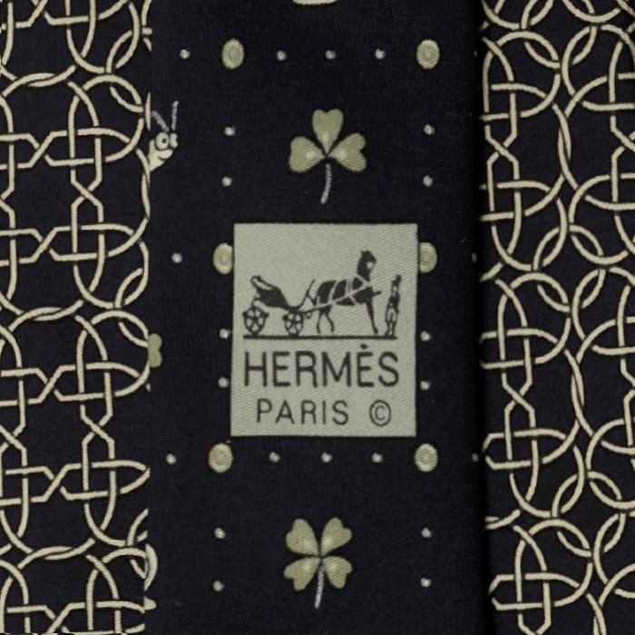 Hermes Men's Silk Tie Snails and Clovers Pattern 5094 | Necktie Cravate
