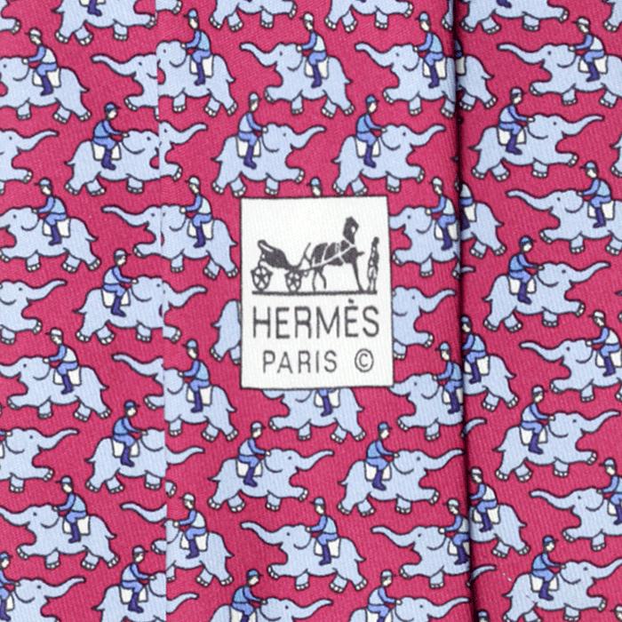 Hermes Men's Silk Tie Whimsical Elephant Jockeys Pattern 5386