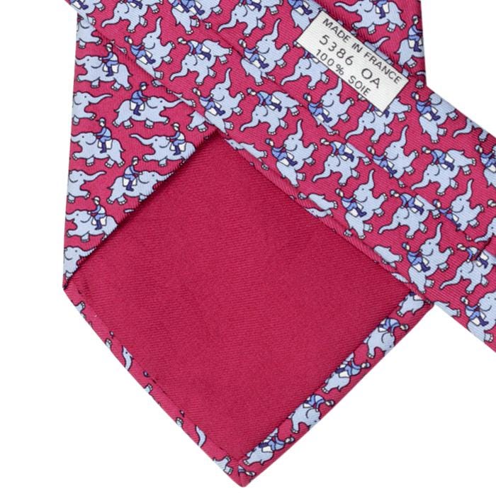 Hermes Men's Silk Tie Whimsical Elephant Jockeys Pattern 5386
