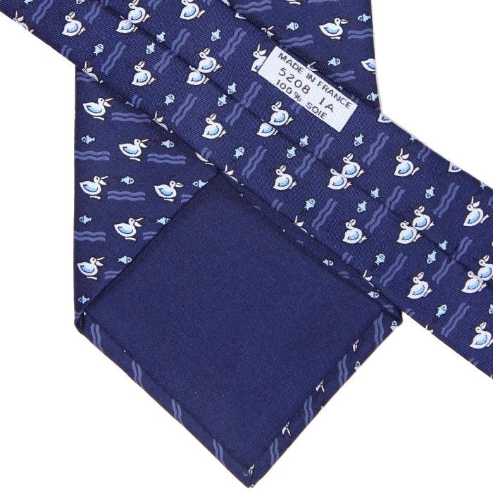 Hermes Men's Silk Tie Whimsical Ducks Pattern 5208 | Necktie Cravate