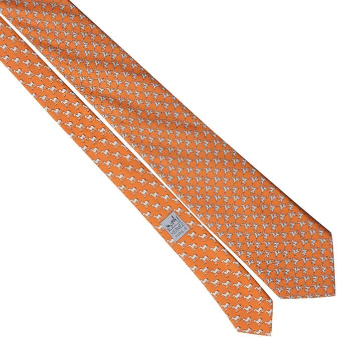 Hermes Men's Silk Tie Whimsical Origami Horse Pattern 625747 | Necktie Cravate