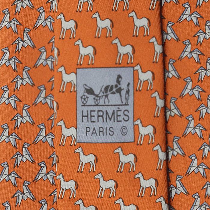 Hermes Men's Silk Tie Whimsical Origami Horse Pattern 625747 | Necktie Cravate