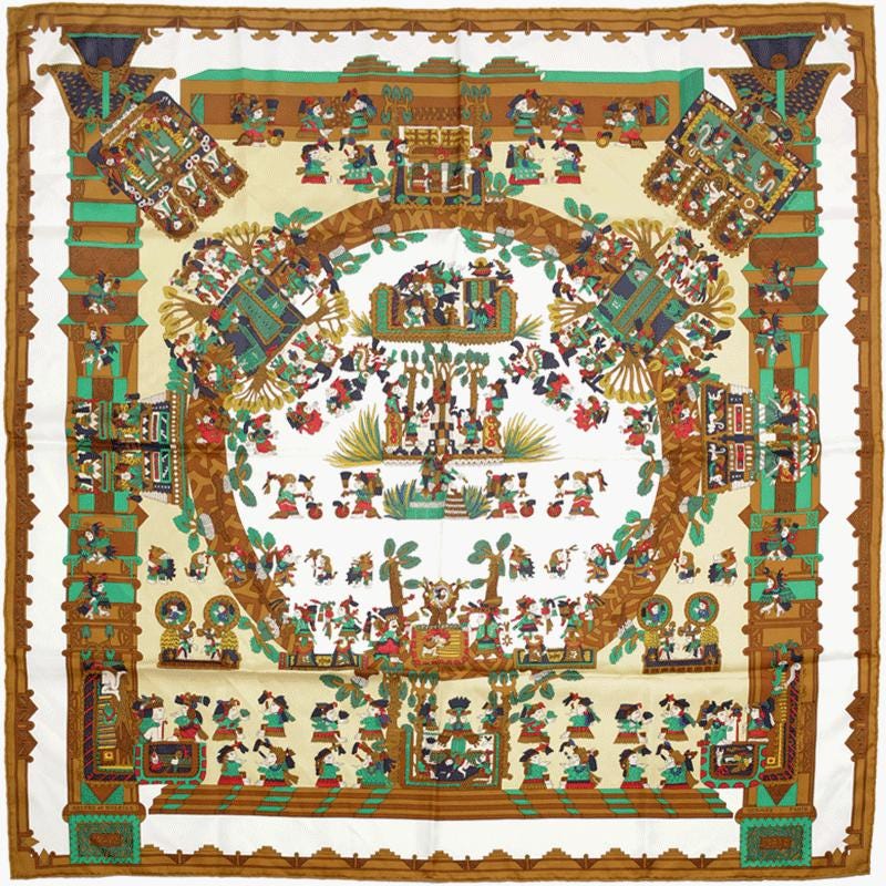Hermes Scarf "Astres et Soleils" by Annie Faivre Vintage 90cm Silk
