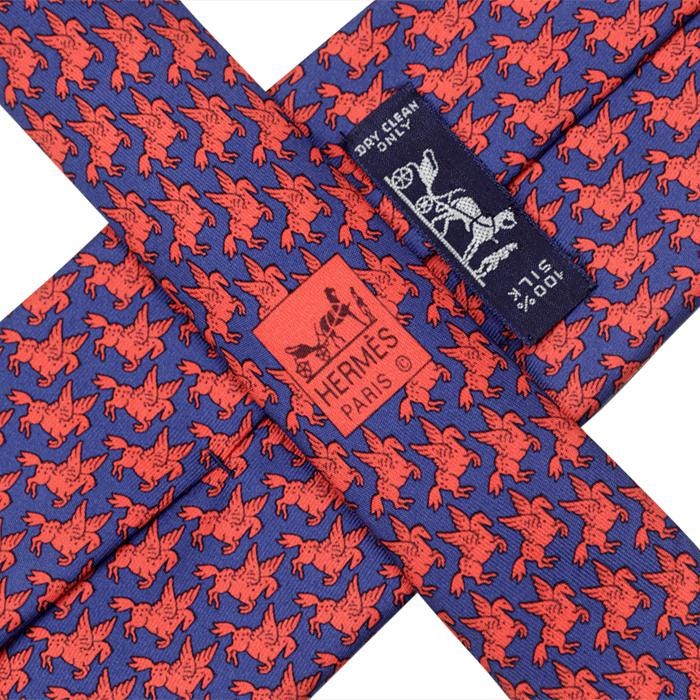 Hermes Men's Silk Tie Whimsical Pegasus Pattern 5117 | Necktie Cravate