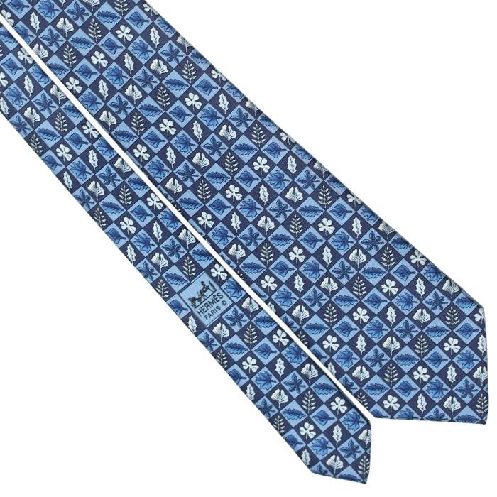 Hermes Men's Silk Tie Autumn Leaves Pattern 7724