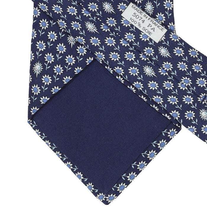 Hermes Men's Silk Tie Whimsical Sunflowers Pattern 5074 | Necktie Cravate