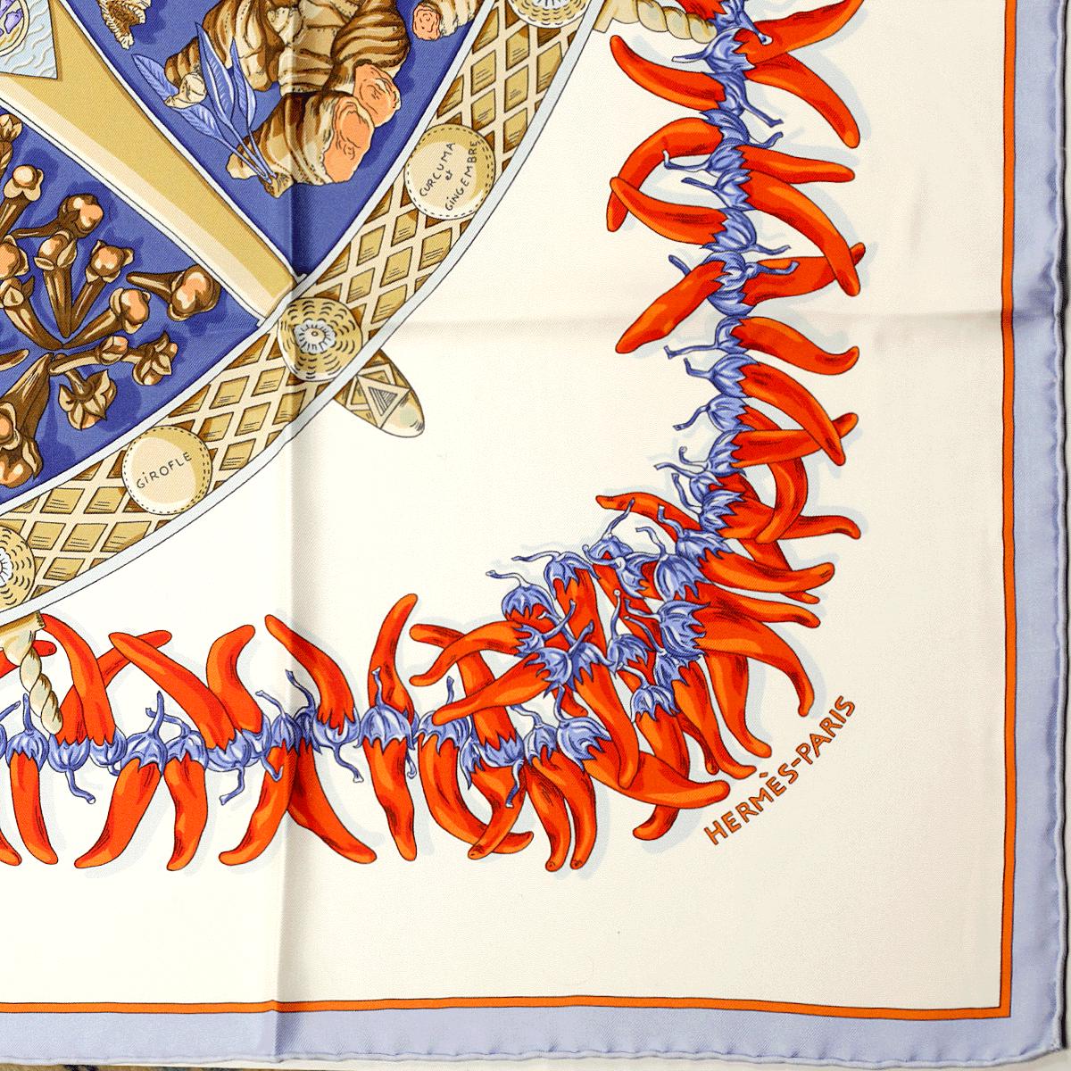 Hermes Scarf "Aux Pays de Epices" by Annie Faivre 90cm Silk | Carre Foulard