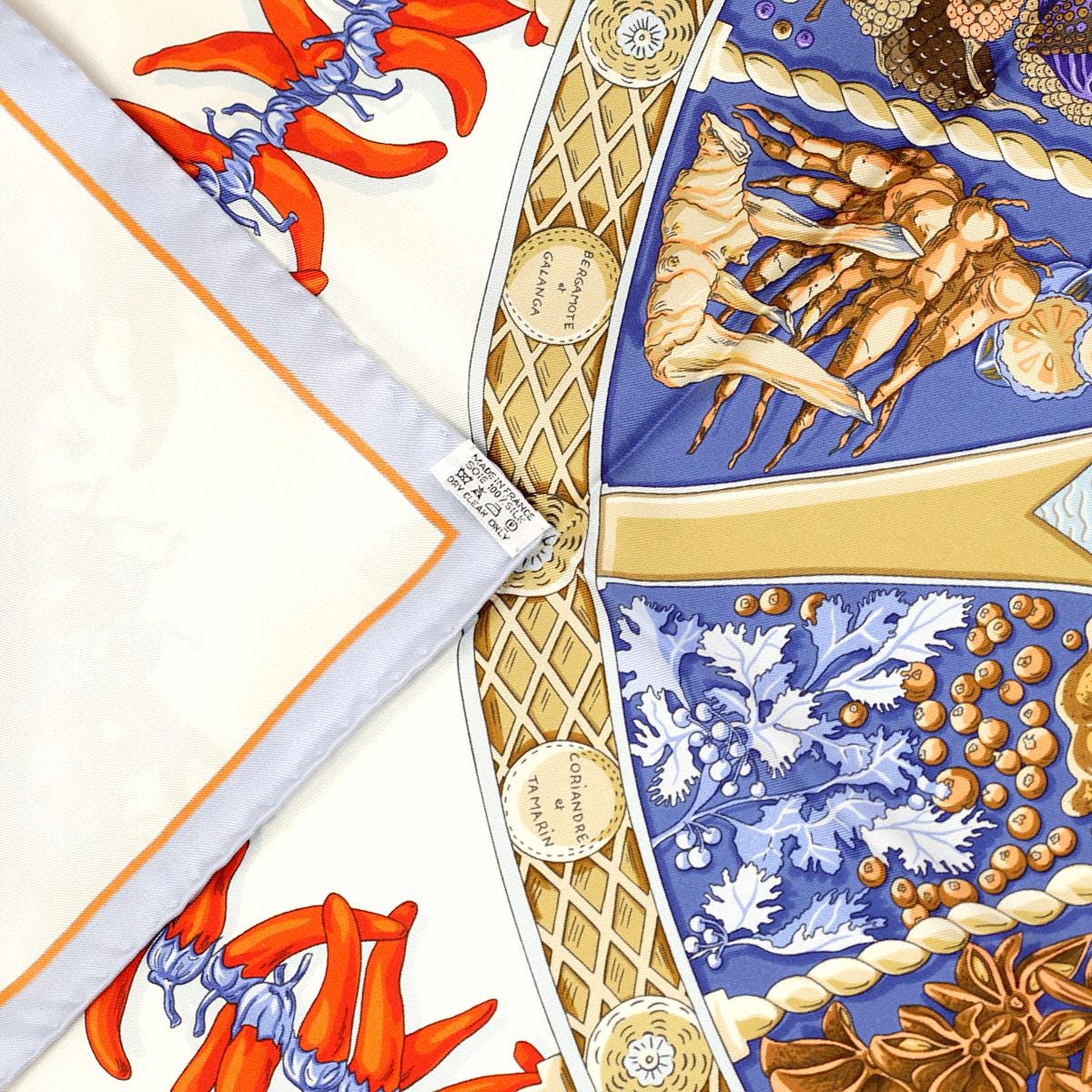Hermes Scarf "Aux Pays de Epices" by Annie Faivre 90cm Silk | Carre Foulard