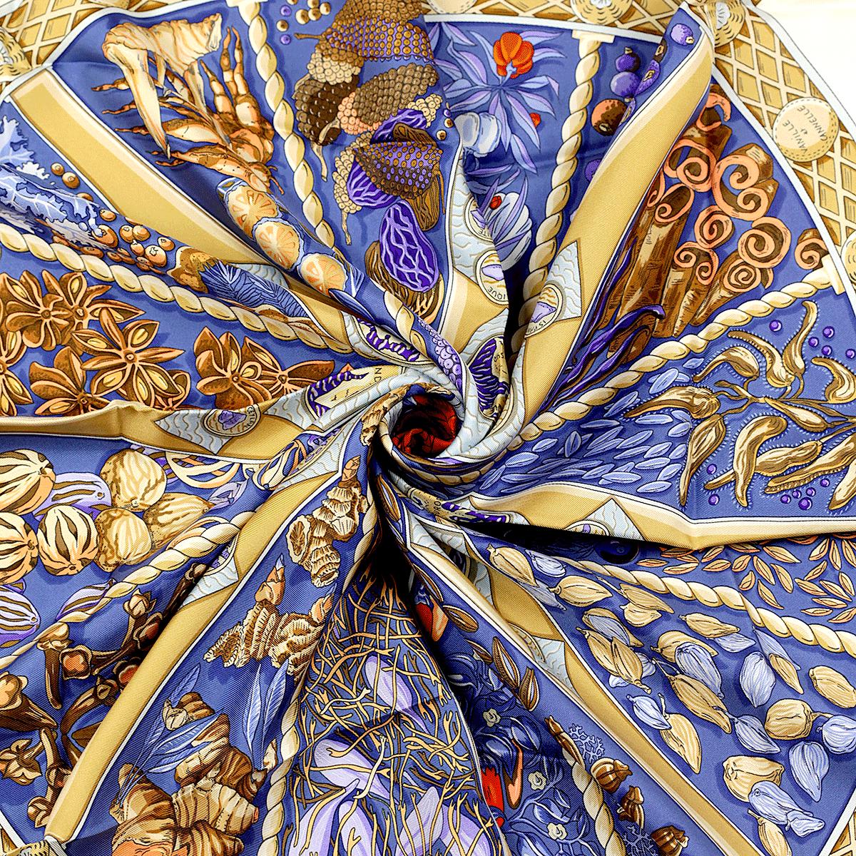 Hermes Scarf "Aux Pays de Epices" by Annie Faivre 90cm Silk | Carre Foulard