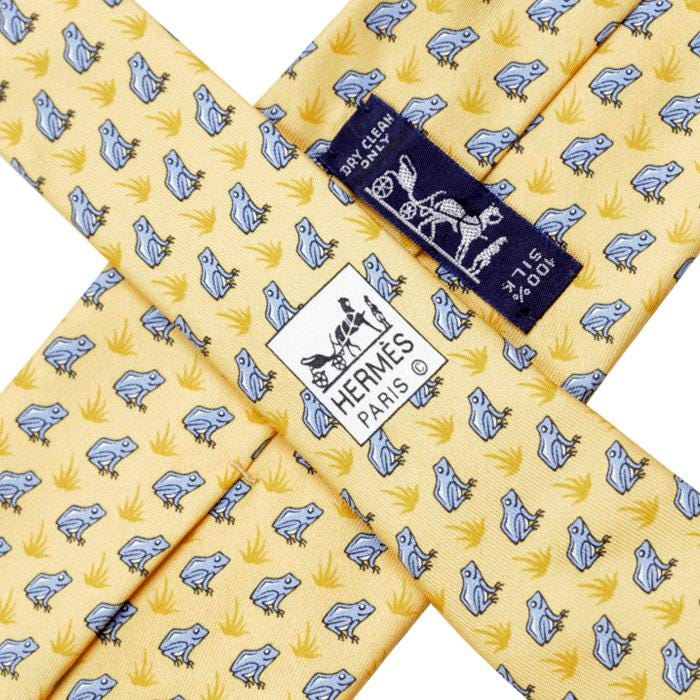 Hermes Men's Silk Tie Whimsical Frogs Pattern 5115