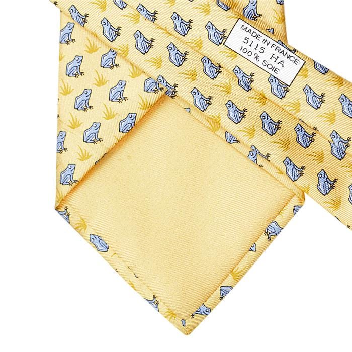 Hermes Men's Silk Tie Whimsical Frogs Pattern 5115