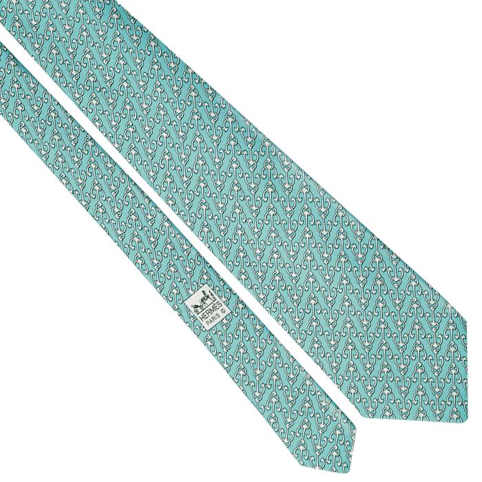 Hermes Men's Silk Tie Anchors Geometric Pattern 5358 | Necktie Cravate