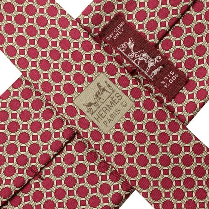 Hermes Men's Silk Tie Geometric H Pattern 5393