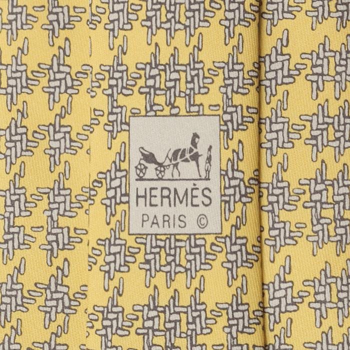 Hermes Men's Silk Tie Geometric Pattern 5116