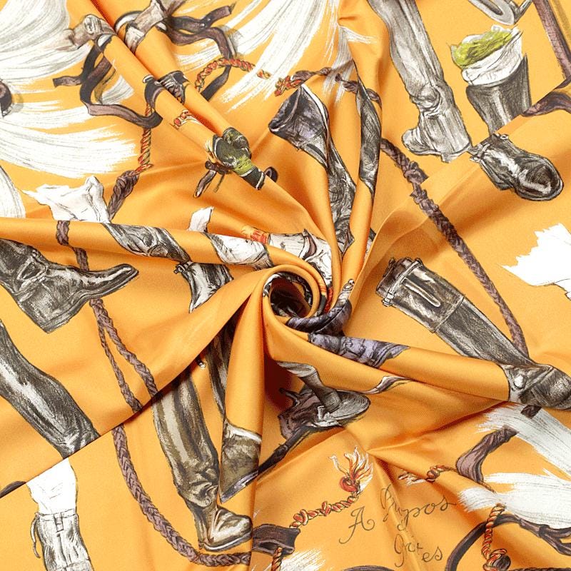 Hermes Scarf "Propos de Bottes" by Xavier De Poret 90cm Silk | Carre Foulard