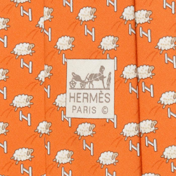 Hermes Men's Silk Tie Whimsical Sheep Jumping H Pattern 5273 | Necktie Cravate