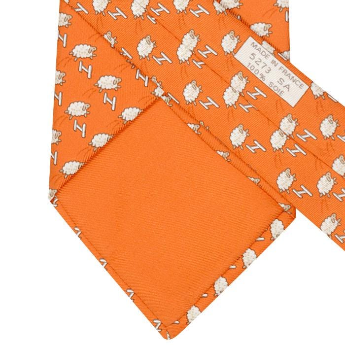 Hermes Men's Silk Tie Whimsical Sheep Jumping H Pattern 5273 | Necktie Cravate