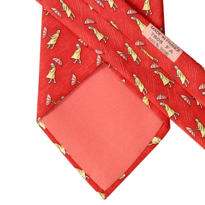 Hermes Men's Silk Tie Equestrian Whimsical Rain Storm Pattern 7808 | Necktie Cravate