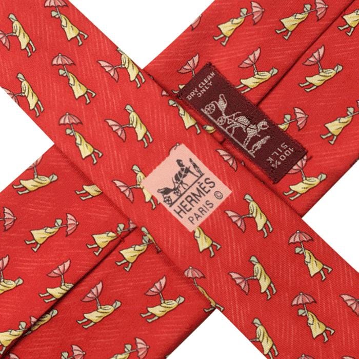 Hermes Men's Silk Tie Equestrian Whimsical Rain Storm Pattern 7808 | Necktie Cravate