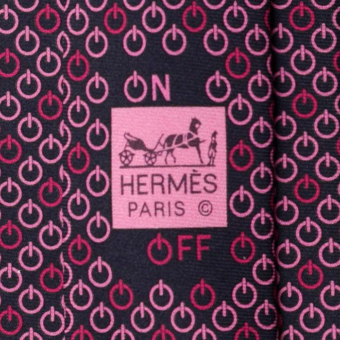 Hermes Men's Silk Tie Power On/Off Pattern 645667 | Necktie Cravate