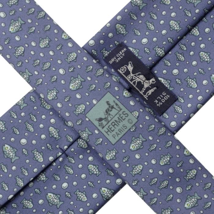 Hermes Men's Silk Tie Whimsical Fish Pattern 5035 | Necktie Cravate
