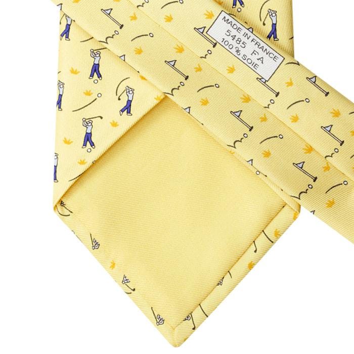 Hermes Men's Silk Tie Golfers Teeing Off Pattern 5485