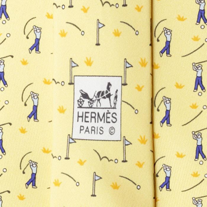 Hermes Men's Silk Tie Golfers Teeing Off Pattern 5485
