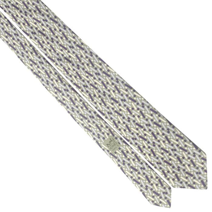 Hermes Men's Silk Tie Geometric Pattern 5423