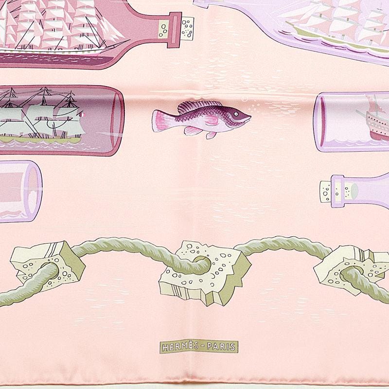 Hermes Scarf "Bouteilles a la Mer" by Pierre Peron 90cm Silk