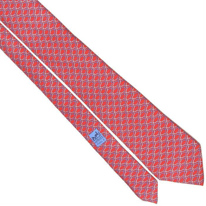 Hermes Men's Silk Tie Geometric H Helix Pattern 5062 | Necktie Cravate