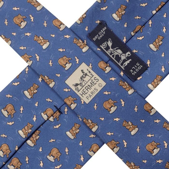 Hermes Men's Silk Tie Whimsical Bears Pattern 5003 | Necktie Cravate