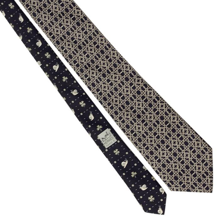 Hermes Men's Silk Tie Snails and Clovers Pattern 5094 | Necktie Cravate