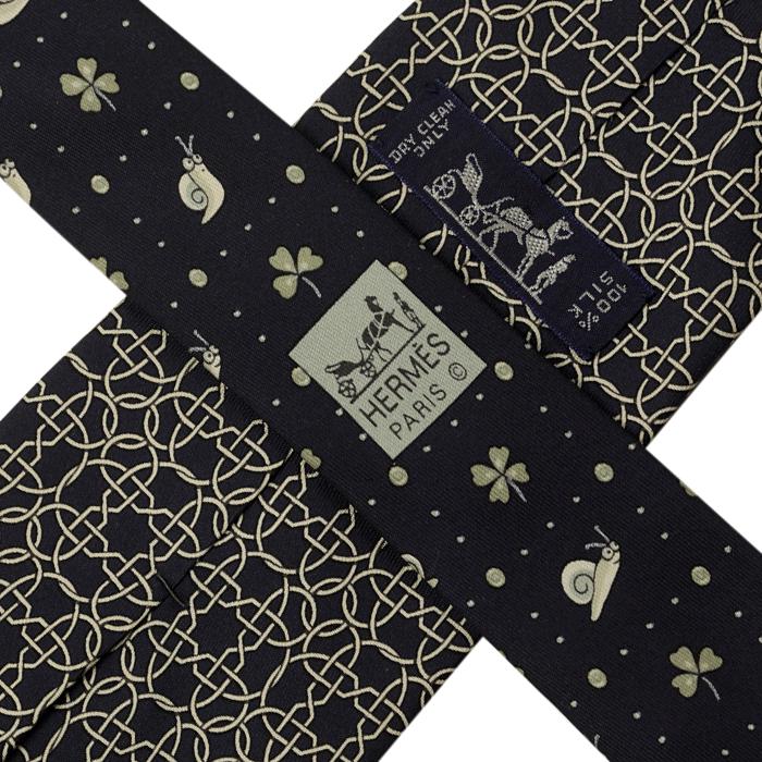 Hermes Men's Silk Tie Snails and Clovers Pattern 5094 | Necktie Cravate