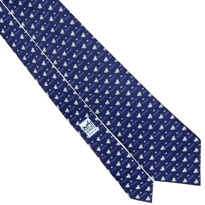 Hermes Men's Silk Tie Whimsical Ducks Pattern 5208 | Necktie Cravate