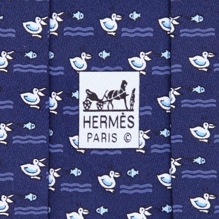 Hermes Men's Silk Tie Whimsical Ducks Pattern 5208 | Necktie Cravate